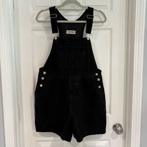 LondonJean Black Denim Shortalls Overalls Jumper Women Size M Casual Adjustable